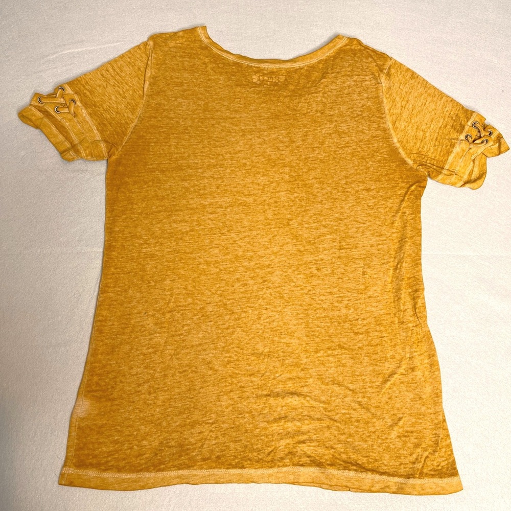 Mudd Y2K‎ Golden Mustard Yellow Burnout T Shirt - Picture 4 of 7